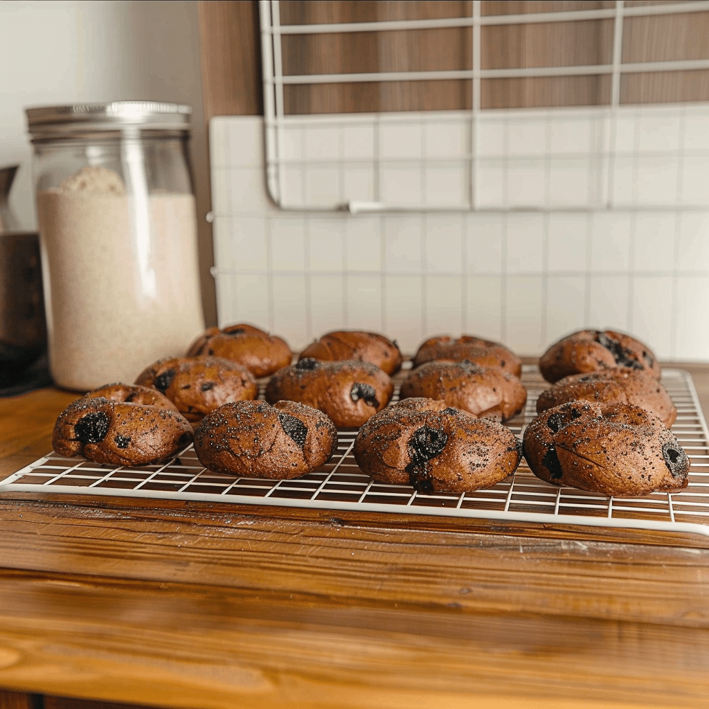 Make These Sweet and Tangy Sourdough Blueberry Bagels Today 11 blueberry sourdough bagels on a cooling rack