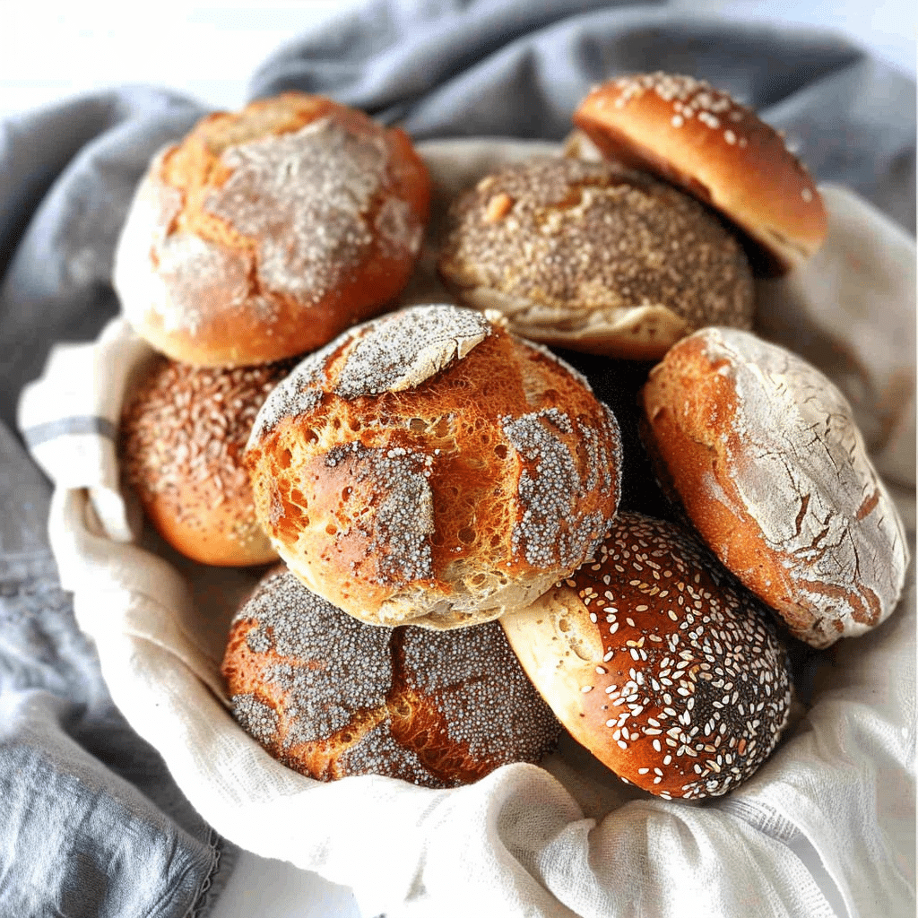 Gluten-free sourdough bagels with sesame and poppy seeds in a basket