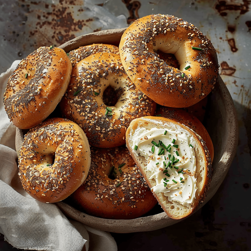 The Best Sourdough Bagels You Can Make at Home (5 Irresistible Flavors) 4 gluten-free sourdough bagels served with cream cheese and fresh herbs