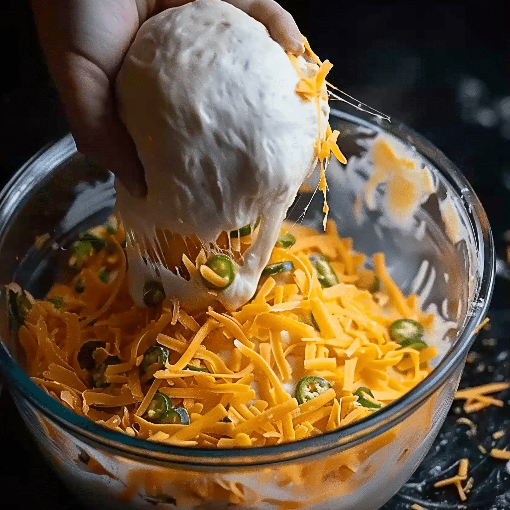 How to Fold Cheese and Jalapeños Into Sourdough Bagel Dough Without Tearing