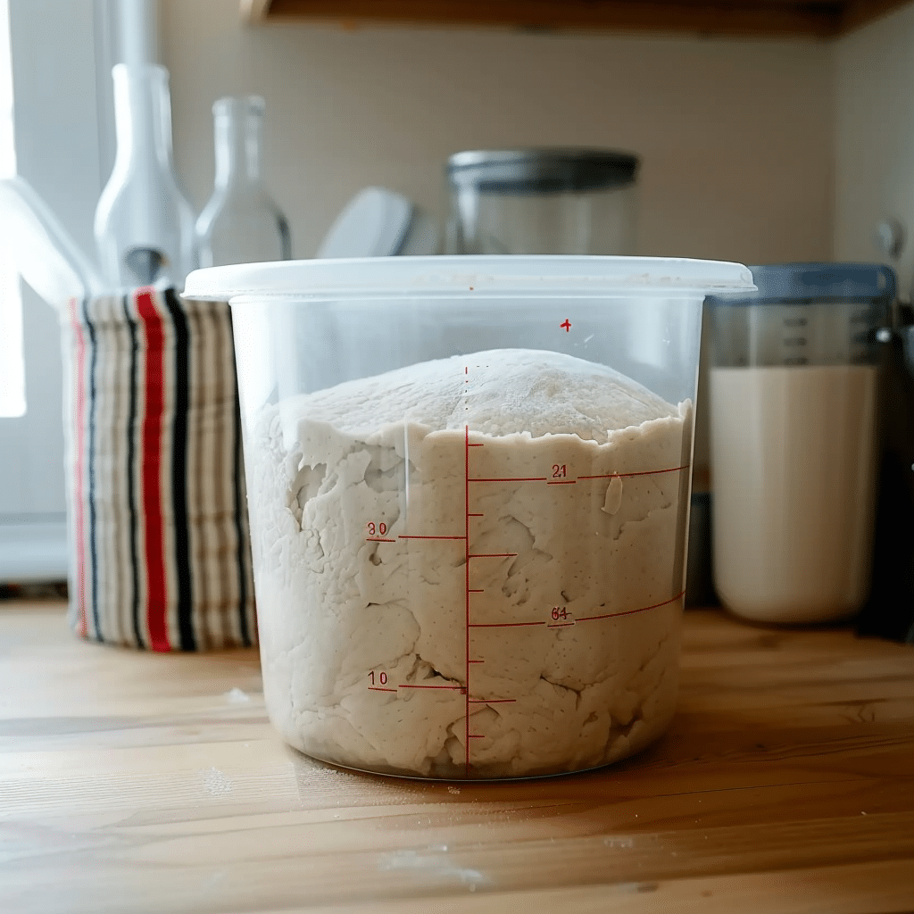 Same Day Sourdough Pizza Crust: Quick, Easy, and Delicious 15 Risen Sourdough Pizza Dough in Container