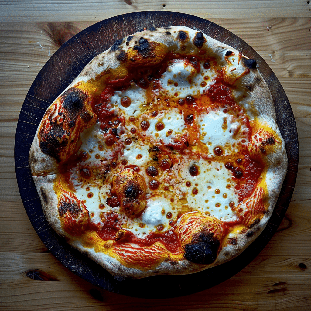 same Day Sourdough Pizza Crust baked with melted mozzarella and basil