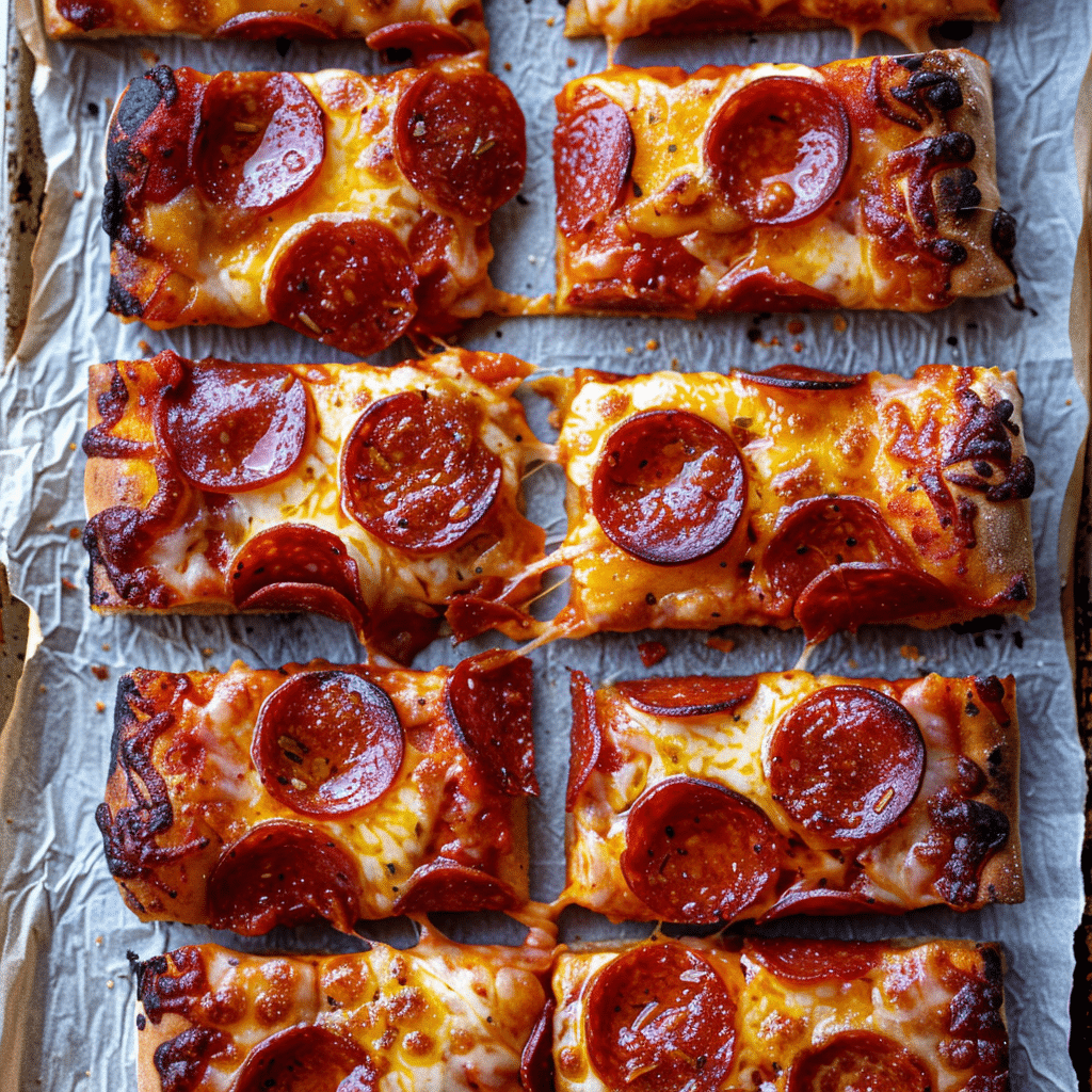 Sourdough Detroit style pizza with crispy cheesy edges and pepperoni topping